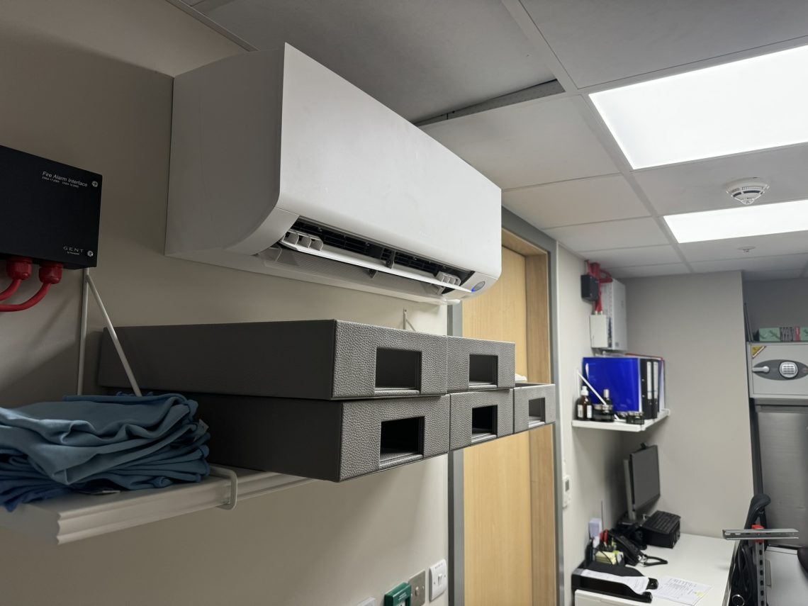 London Chilled Water - Air Conditioning Unit Fixed To The Wall We Installed In A Property In London.